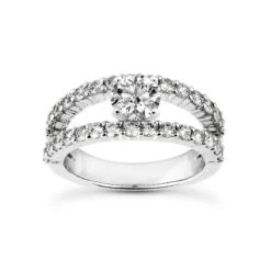 14K White Gold Designer Diamond Engagement Ring 1.40ct