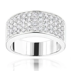 14K White Gold Designer Diamond Wedding Band 1.82ct