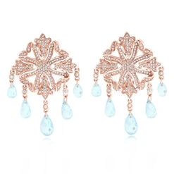 14K White Gold Diamond Chandelier Earrings Blue Topaz 0.64ct -Urban Jewels Shop 14k diamond chandelier earrings blue topaz 064ct p 22366 ro