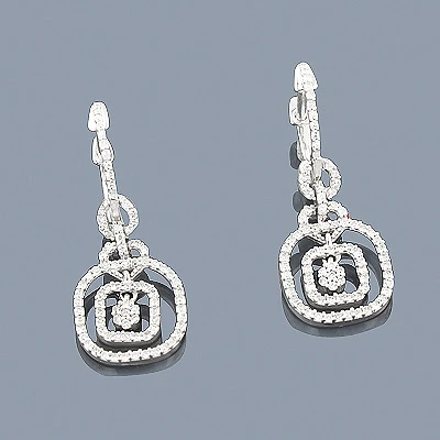 14K White Gold Diamond Dangle Earrings 0.65ct 1 14K White Gold Diamond Dangle Earrings 0.65ct