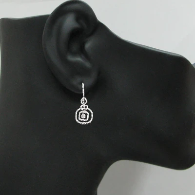 14K White Gold Diamond Dangle Earrings 0.65ct 3 14K White Gold Diamond Dangle Earrings 0.65ct - Image 3