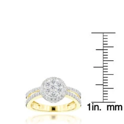 14K Yellow Gold Diamond Flower Cluster Ring For Women 1 Carat -Urban Jewels Shop 14k diamond flower cluster ring 095ct p 40450 rulerye