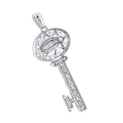 14K Yellow Gold Diamond Key Pendant For Women 1ct -Urban Jewels Shop 14k diamond key necklace 118ct p 40967 backwh