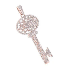 14K Yellow Gold Diamond Key Pendant For Women 1ct -Urban Jewels Shop 14k diamond key necklace 118ct p 40967 ro
