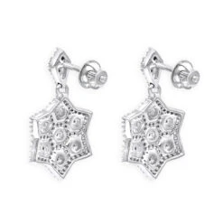 14K White Gold Diamond Star Drop Earrings For Women 0.75ct -Urban Jewels Shop 14k diamond star of david earrings 075ct p 42033 backwh