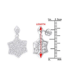 14K White Gold Diamond Star Drop Earrings For Women 0.75ct -Urban Jewels Shop 14k diamond star of david earrings 075ct p 42033 rulerwh