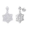 14K White Gold Diamond Star Drop Earrings For Women 0.75ct