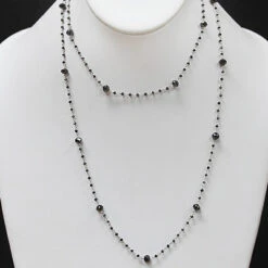 14K White Gold Faceted Black Diamond Bead Necklace Chain 25.25ct -Urban Jewels Shop 14k faceted black diamond bead necklace chain 2525ct p 22559bod