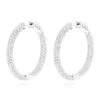 14K White Gold 1 3/8 Inch Diamond Hoop Earrings Inside Out 4.40ct
