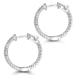 14K White Gold 1 Inch Inside Out Diamond Hoop Earrings 0.6ct By Luxurman -Urban Jewels Shop 14k gold 1 inch inside out diamond hoop earrings 06ct by luxurman backwh