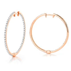14K Yellow Gold 1 Row Inside Out Diamond Hoop Earrings 3.15ct -Urban Jewels Shop 14k gold 1 row inside out diamond hoop earrings 315ct p 5996 ro