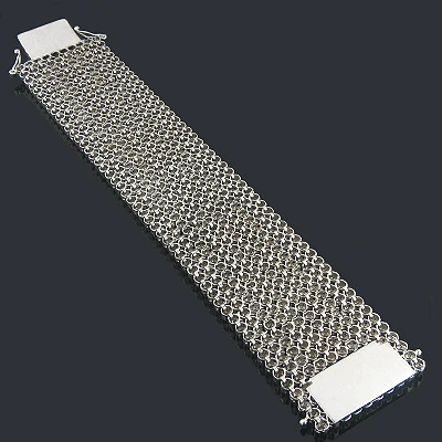 14K White Gold 10 Row Men's Diamond Bracelet Cuff 30.60ct 2 14K White Gold 10 Row Men's Diamond Bracelet Cuff 30.60ct - Image 2