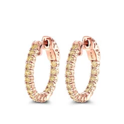 14K Yellow Gold 3/4in Inside Out Yellow Diamond Hoop Earrings 1 Carat By Luxurman -Urban Jewels Shop 14k gold 34in inside out yellow diamond hoop earrings 1 carat by luxurman ro