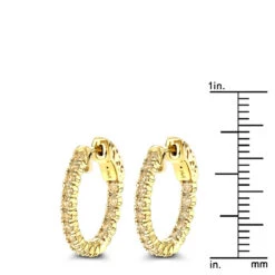 14K Yellow Gold 3/4in Inside Out Yellow Diamond Hoop Earrings 1 Carat By Luxurman -Urban Jewels Shop 14k gold 34in inside out yellow diamond hoop earrings 1 carat by luxurman rulerye