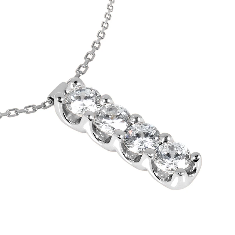 14K White Gold 4 Stone Diamond Journey Necklace 0.40ct 4 14K White Gold 4 Stone Diamond Journey Necklace 0.40ct - Image 4