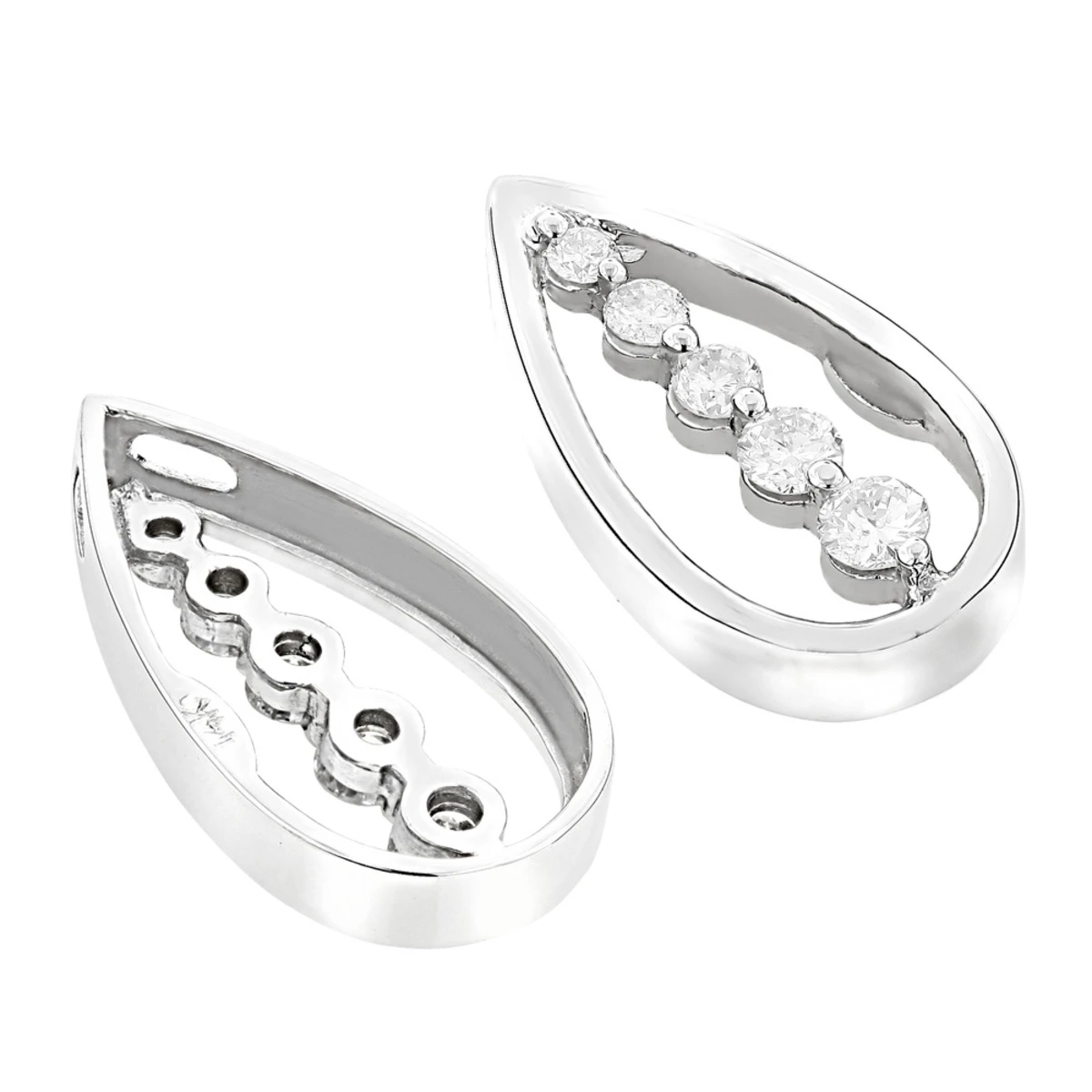 14K White Gold Unique 5 Stone Diamond Journey Necklace 0.50ct 4 14K White Gold Unique 5 Stone Diamond Journey Necklace 0.50ct - Image 4