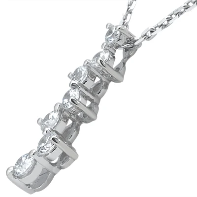 14K White Gold 7 Stone Diamond Journey Necklace 0.50ct 2 14K White Gold 7 Stone Diamond Journey Necklace 0.50ct - Image 2