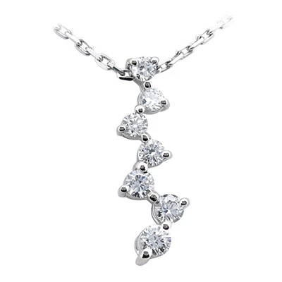 14K White Gold 7 Stone Diamond Journey Necklace 0.50ct 1 14K White Gold 7 Stone Diamond Journey Necklace 0.50ct