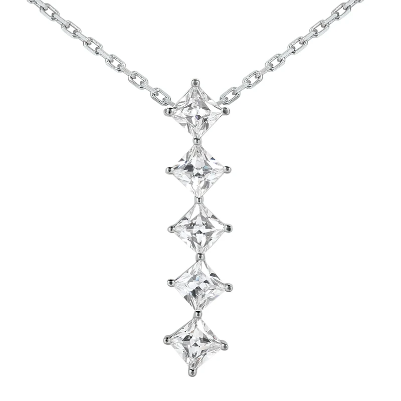 14K White Gold 5 Stone Diamond Journey Necklace 1.35ct 1 14K White Gold 5 Stone Diamond Journey Necklace 1.35ct