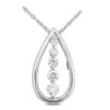 14K White Gold 5 Stone Diamond Journey Necklace 2ct