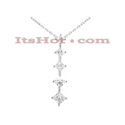 14K White Gold 5 Stone Diamond Journey Necklace 3.9ct