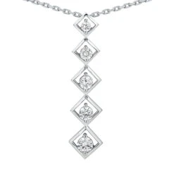 14K White Gold Unique 5 Stone Diamond Journey Pendant 0.25ct