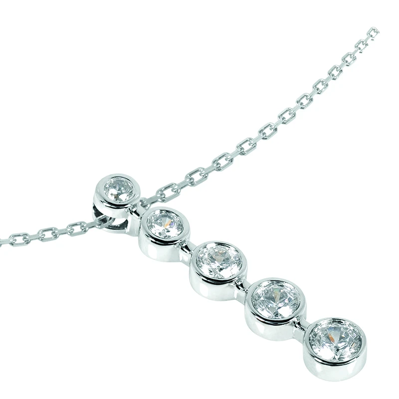 14K White Gold Designer 5 Stone Diamond Journey Pendant 1.50ct 2 14K White Gold Designer 5 Stone Diamond Journey Pendant 1.50ct - Image 2