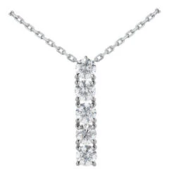 14K White Gold 5 Stone Diamond Journey Pendant 1.50ct