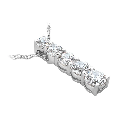 14K White Gold Handmade Unique 5 Stone Diamond Journey Pendant 1ct 2 14K White Gold Handmade Unique 5 Stone Diamond Journey Pendant 1ct - Image 2