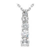 14K White Gold Handmade Unique 5 Stone Diamond Journey Pendant 1ct