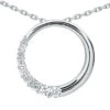 14K White Gold Unique 9 Stone Diamond Journey Pendant 0.75ct