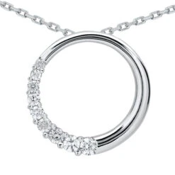 14K White Gold Handmade 9 Stone Diamond Journey Pendant 1.50ct