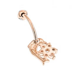 14K Rose Gold Diamond 0.42ct Dolphin Belly Button Ring -Urban Jewels Shop 14k gold and diamond body jewelry piece 035ct p 5868 backro