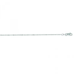 14K White Gold Bead Dog Tag Chain For Men & Women Diamond Cut 1.2mm