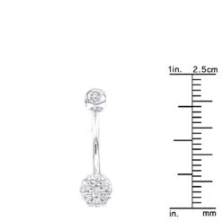 14K White Gold Belly Button Ring With Diamonds 0.5ct -Urban Jewels Shop 14k gold belly ring with diamonds 035ct p 5863 rulerwh