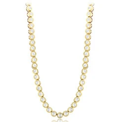 14K Yellow Gold Bezel Set Round Diamond Chain Necklace 4.75ct