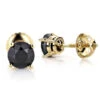 14K Yellow Gold Black Diamond Earrings Prong Set Studs 1.25ct