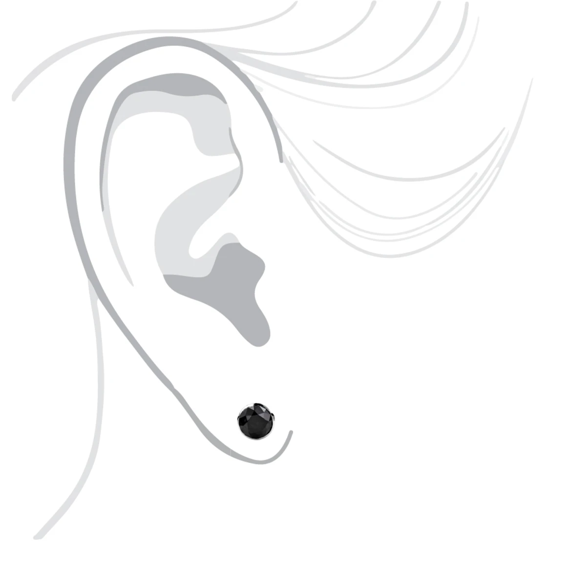 14K White Gold Black Diamond Stud Earrings Bezel Set 2.00ct 5 14K White Gold Black Diamond Stud Earrings Bezel Set 2.00ct - Image 5