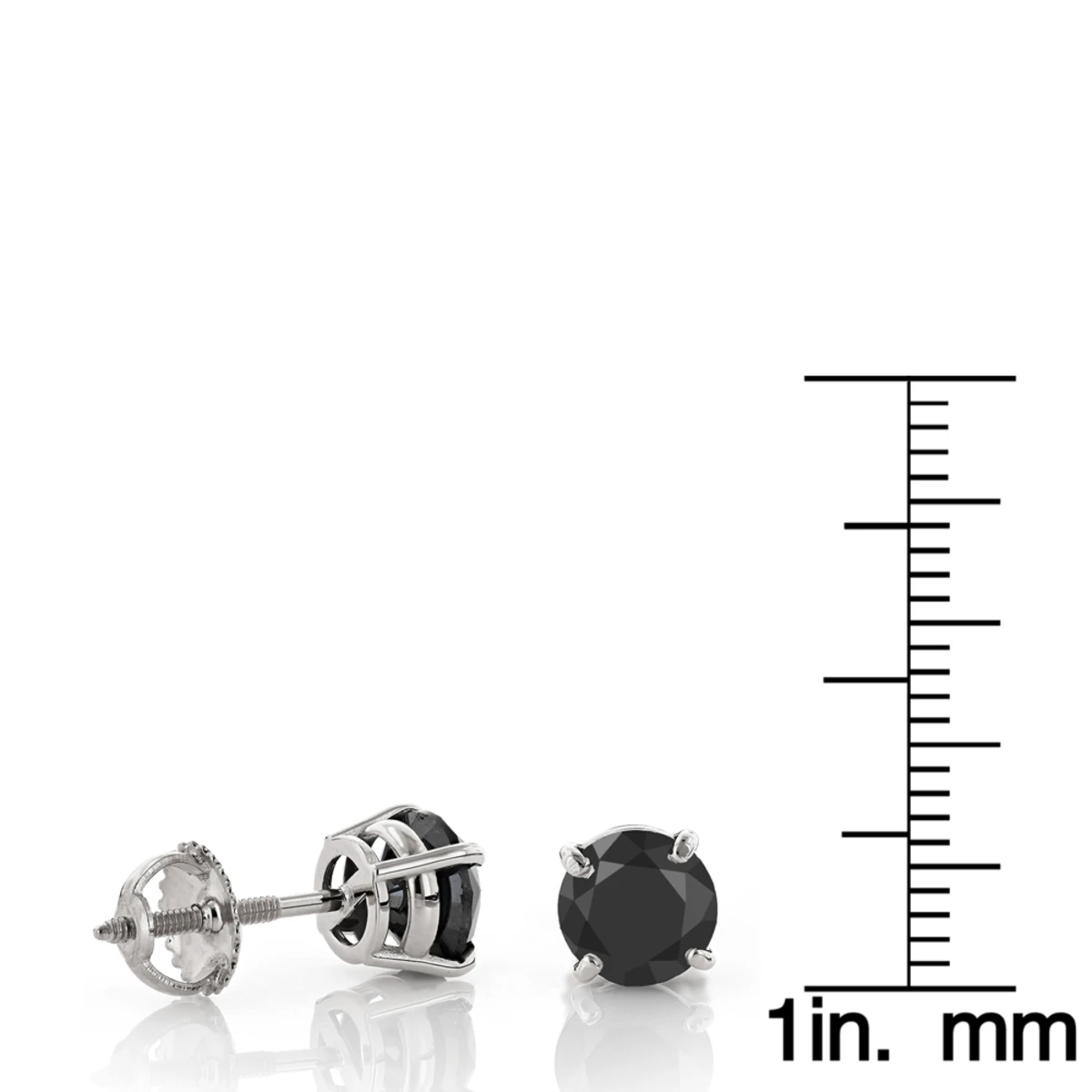 14K White Gold Black Diamond Stud Earrings Bezel Set 2.00ct 6 14K White Gold Black Diamond Stud Earrings Bezel Set 2.00ct - Image 6
