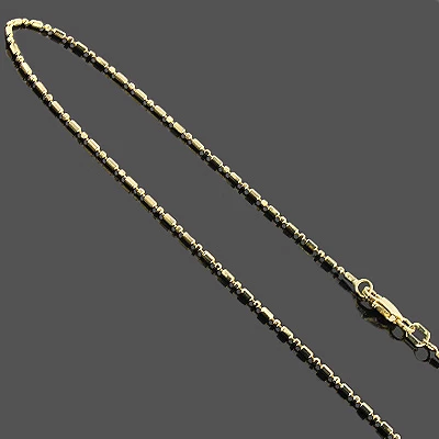 14K Yellow Gold Bead Bar Chain Necklace 1mm 20" 1 14K Yellow Gold Bead Bar Chain Necklace 1mm 20"
