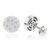14K White Gold Cluster Diamond Stud Earrings 1.21ct