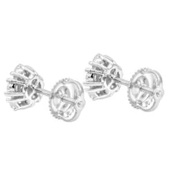 14K White Gold Cluster Flower Diamond Stud Earrings For Women 0.75ct By Luxurman 9 14K White Gold Cluster Flower Diamond Stud Earrings For Women 0.75ct By Luxurman -Urban Jewels Shop 14k gold cluster flower diamond stud earrings for women 075ct by luxurman backwh