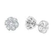 14K White Gold Cluster Flower Diamond Stud Earrings For Women 0.75ct By Luxurman
