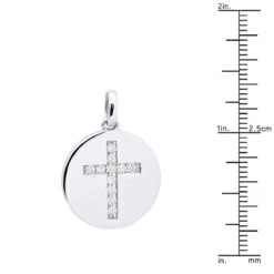 14K White Gold Cross In A Circle Diamond Pendant 0.33ct -Urban Jewels Shop 14k gold cross in a circle diamond pendant 033ct p 27295 ruler white