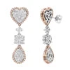 14K White Gold Dangle Diamond Heart Earrings 3ct By LUXURMAN