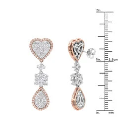 14K White Gold Dangle Diamond Heart Earrings 3ct By LUXURMAN -Urban Jewels Shop 14k gold dangle diamond heart earrings 3ct by luxurman ruler rose