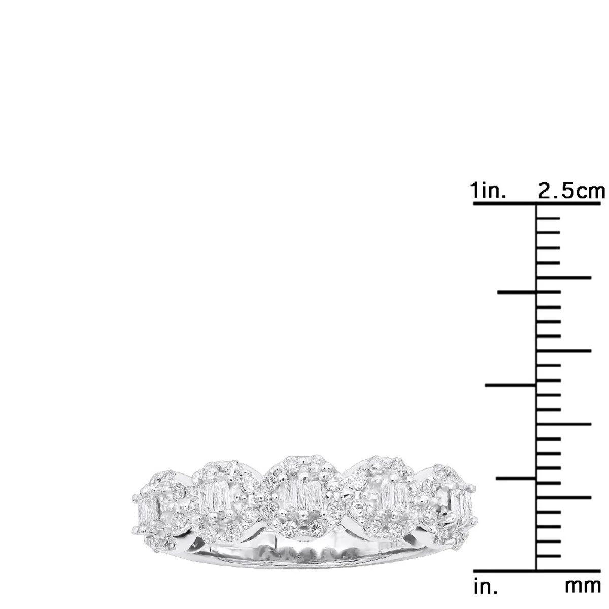 14K White Gold Designer Diamond Cluster Band 0.89ct 6 14K White Gold Designer Diamond Cluster Band 0.89ct - Image 6