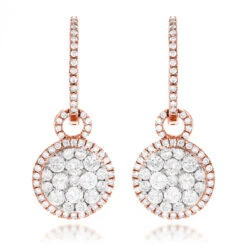 14K Yellow Gold Designer Diamond Earrings 2.04ct Clusters -Urban Jewels Shop 14k gold designer diamond earrings 204ct clusters ro