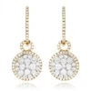 14K Yellow Gold Designer Diamond Earrings 2.04ct Clusters