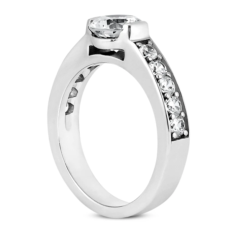 14K White Gold Designer Round Diamond Engagement Ring 0.60ct 4 14K White Gold Designer Round Diamond Engagement Ring 0.60ct - Image 4